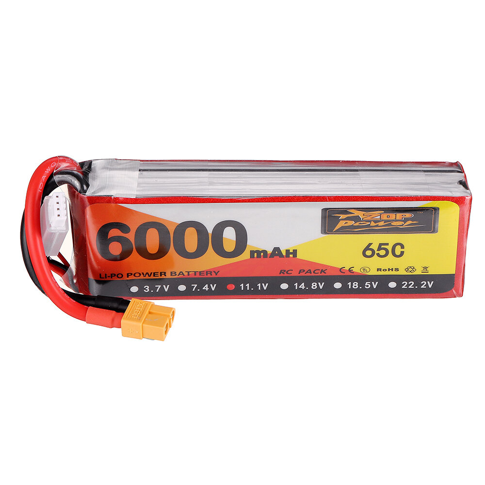 SKYBG1865990 - 2PCS ZOP Power 11.1V 6000mAh 65C 3S Lipo Battery XT60 Plug for RC Drone