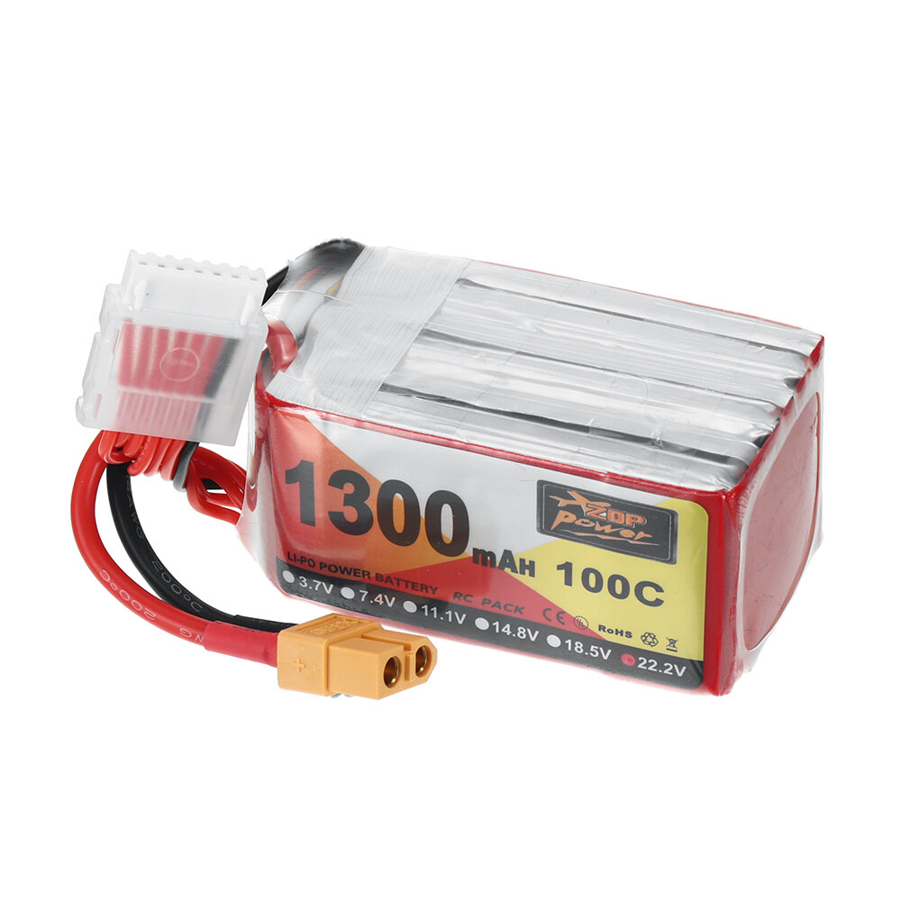 SKYBG1985493 - ZOP Power 22.2V 1300mAh 100C 6S LiPo Battery XT60 Plug for Geprc Cinelog35 V2 Darwinfpv Hulk RC FPV Racing Drone