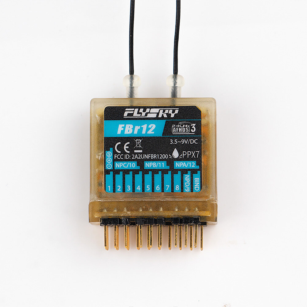 SKYBG1997394 - FlySky FBr12 2.4GHz 12CH Enhanced AFHDS 3 Receiver PWM PPM i-BUS S.BUS i-BUS 2 Output for FRM303 Module/PL18/NB4/NB4 Pro Transmitters