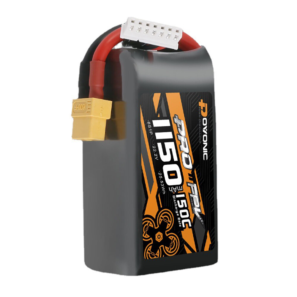 SKYBG2005691 - Ovonic 22.2V 1150mAh 150C 6S LiPo Battery XT60 Plug for 5inch FPV Racing Drone