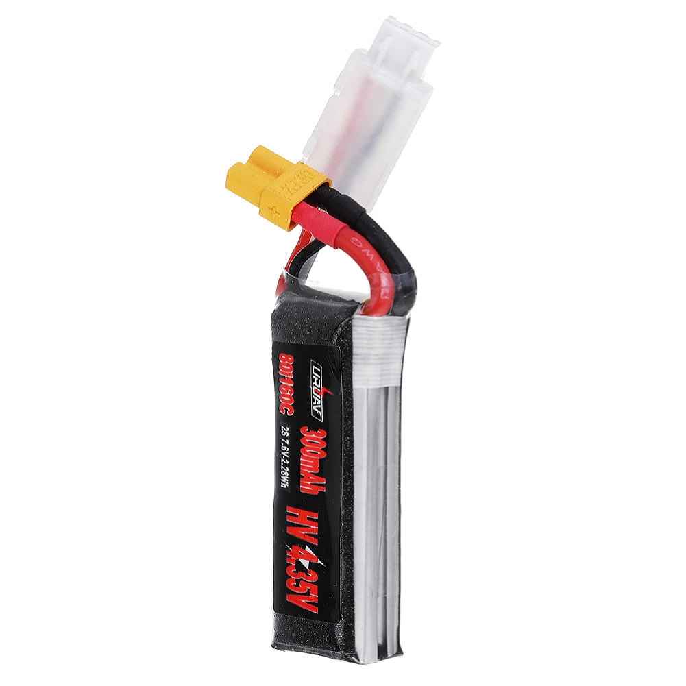 URUAV 7.6V 300mAh 80C/160C 2S HV Lipo Battery with XT30 Plug for BETAFPV Whoop Quadcopter, 4 Pack - Image 2