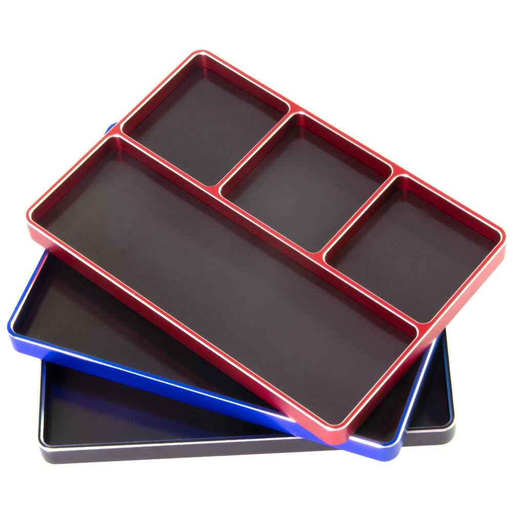 Metal CNC Screw Tray Storage Box for 1/8 1/10 RC Car, Four-Grid Simple Design, Nut and Screw Organizer
