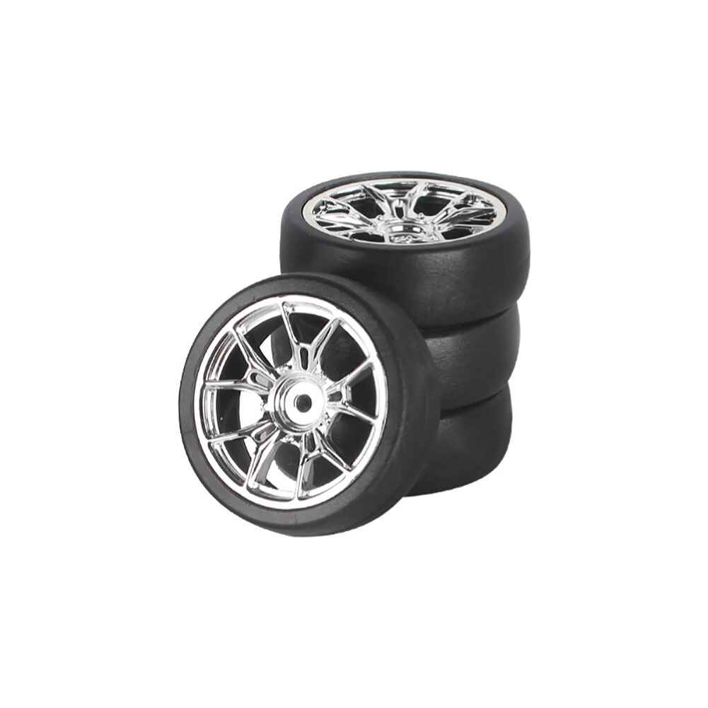 LDRC Drift RC Car Tires Wheels Set, Compatible with 1801 1802 1803 1899 A01 A02 A86 A99 Models, Gold & Silver, 1/18 Scale